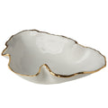 Small White Freeform Bowl with Gold Rim