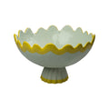 Scalloped Pedestal Bowl - Jade/Yellow