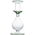 Clear Candlestick, w/Green Leaves