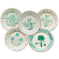 Casa Nuno Assorted Dinner Plate Set of 10 -  Green/White, Pink/White, or Blue/White