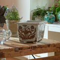 Decorative Rectangular Planter with Floral Relief