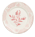 Casa Nuno Dinner Plate, 2 Flowers/Waves - Set of 2, Pink/White, Blue/White, or Green/White