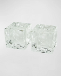 Crystal Glass Cube Bookend Pair