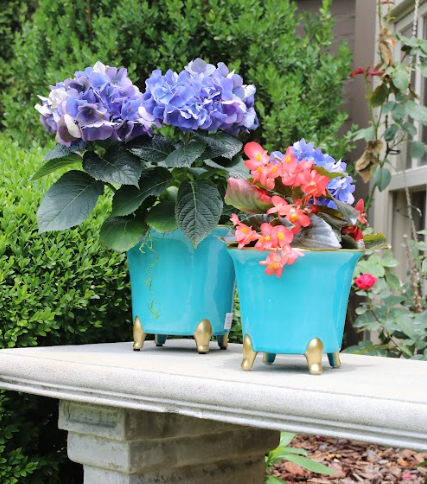 small turquoise plant pot Abigails Jaipur Ceramic Pot Planter