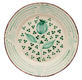 Casa Nuno Dinner Plate, Pomegranate/Waves - Set of 2, Green/White, Pink/White, or Blue/White