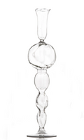 Clear Glass Candlestick with Large, Round Ball