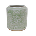 Green & White Floral Cachepot