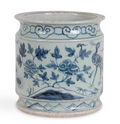 Foot-stomped Blue & White Peacock Cachepot