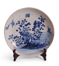 Blue and White Bird and Flower Charger