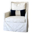 Swivel Chair in Patterned Ivory Fabric