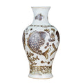 Rustic Brown Lotus & Fish Vase