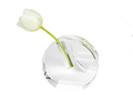 Crystal Glass Round Flat Bud Vase - Small