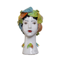Italian Ceramic Head Vase with Leaves Décor