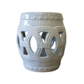 Porcelain Garden Stool in Crackle Light Blue & Gray